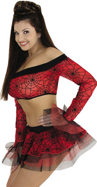 Gothic Retro spider web lingerie skirt set
