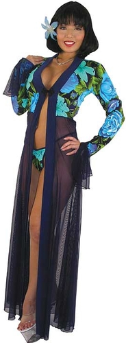 Hawaiian Floral print robe w mesh