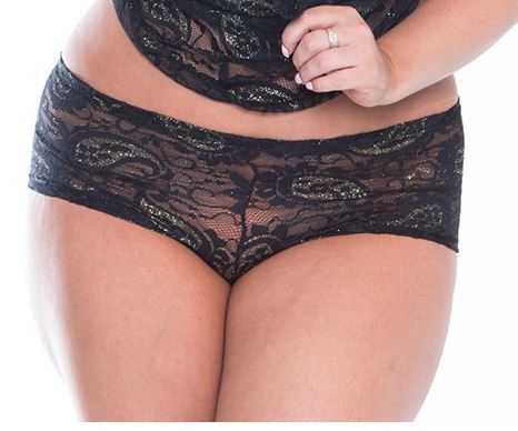 Plus size Lace Booty Short Black Paisley
