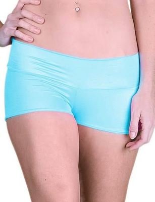 Plus size Baby Blue Satin Look Stretch Hot Short
