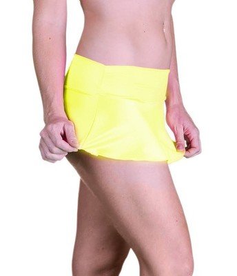 Plus Size Satin Look Flair Micro Mini Skirt Yellow