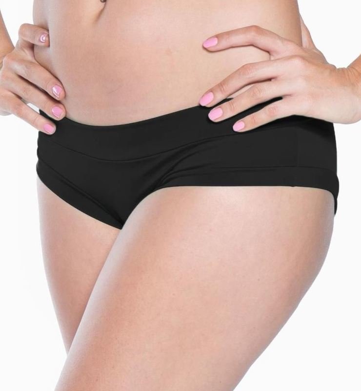 Front Lined Lycra Double Banded Swim short Black