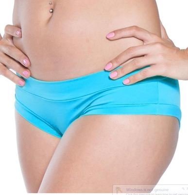 Front Lined Lycra Double Banded Scrunch Swim short Turquoise