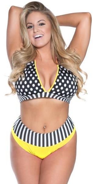 Plus size Halter top with high waist swim bottoms Yellow Black White