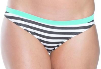 American Cut Bikini Bottom w Contrast trim Black White Stripe Mint