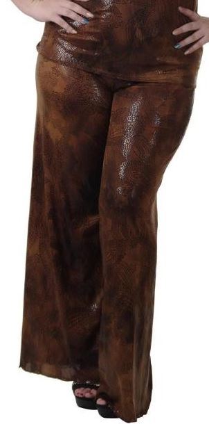 Plus Size Pallazzo Pant with Elastic Waist Brown Print