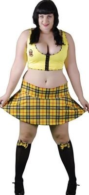 Plus size School Girl Costume Yellow Plaid Playing Hookie