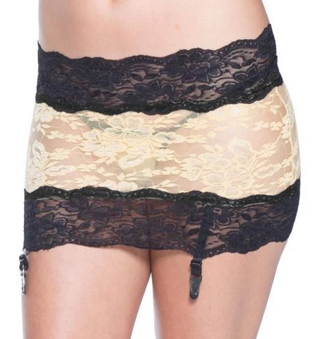 Jasmine Lace Garter Skirt Gold Black