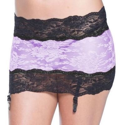 Jasmine Lace Garter Skirt Lavender Black