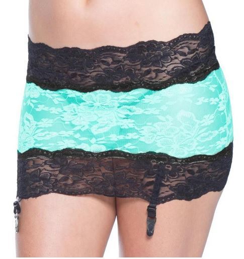Jasmine Lace Garter Skirt Mint Black