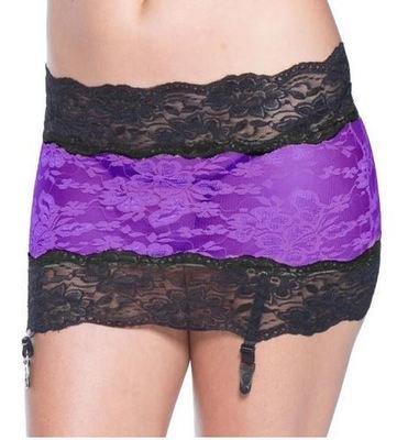Jasmine Lace Garter Skirt Purple Black