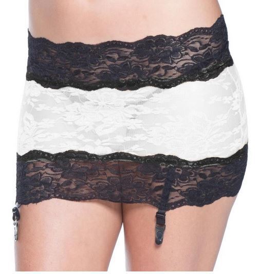 Jasmine Lace Garter Skirt White Black