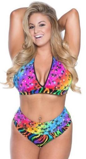Plus size Halter top with high waist Bikini bottoms Multi Zebra Black Cosmos 12x clearance Sale