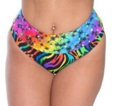 Plus size Full coverage Bikini Bottom Multi Zebra Black Cosmos