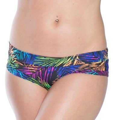Scrunch Bottom Double Banded Shorts Printed Lycra Exotic Palms Blue