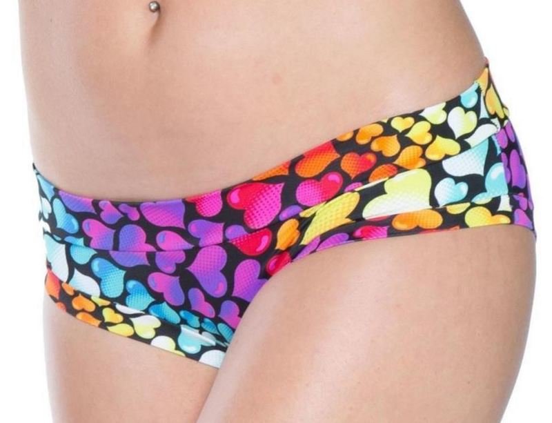 Scrunch Bottom Double Banded Shorts Printed Lycra Love Me