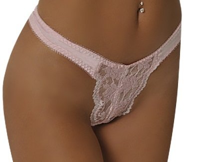 Empire Intimates 208 Satin and Lace Thong Pink