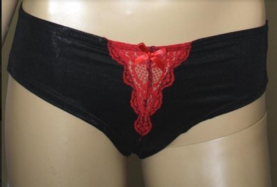 Plus Size Empire Intimates Black w Red Lace Booty Panty