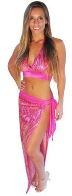 Stripper or Pole dancer Pink Tiger Foil Halter wrap and Y-string