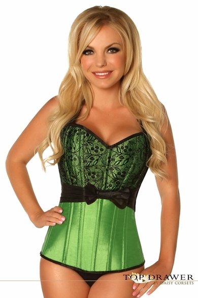 Plus size Green Halter Corset w Black Lace 4X clearance Sale