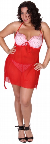 Delicate Illusions S10013PMX Plus size Printed Mesh See through Babydoll