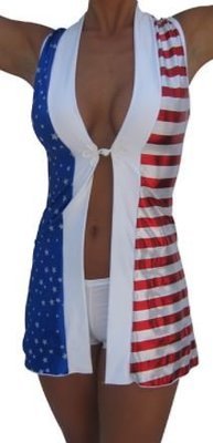 Sexy Uncle Sam Costume American flag Racer Back short tuxedo robe