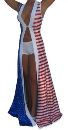 American flag Racer Back Long tuxedo robe