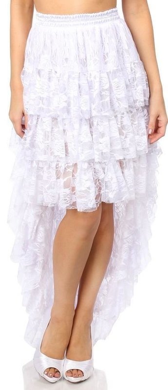 White Long High-Low Lace skirt