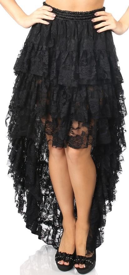 Black Long High-Low Lace skirt