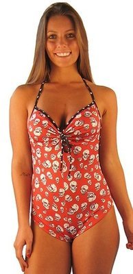 Strap Back Red Skulls Romper