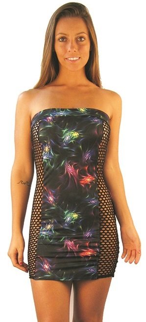 Sparkler Lycra w honeycomb fishnet short tube dress
