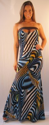 Fishtail cleavage Cowl Tube dress long gown Safari