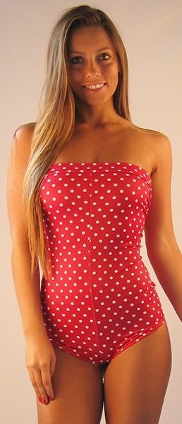 Cheeky tube Romper Red White Dot