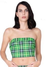 School girl Tube Top in Modern Green Plaid