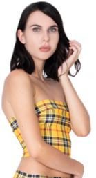School girl Tube Top in Modern Yellow Plaid