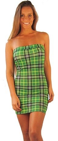 School girl Tube Dress in Modern Green Plaid