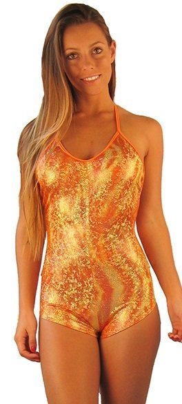 Foil Basic Cheeky Romper Orange Tiger Foil