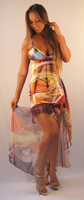 Romantic Hi-Low Spaghetti Strap Dress Cosmic Ocean