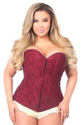 Rose Overlay Wine Strapless Plus size Corset