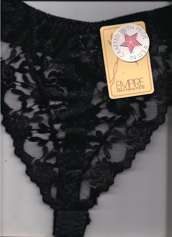 Empire Intimates 308X Plus size Satin and Lace Thong Black
