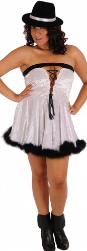 Delicate Illusions HOL7X Plus Size White Velvet Sexy Snowman Christmas Dress