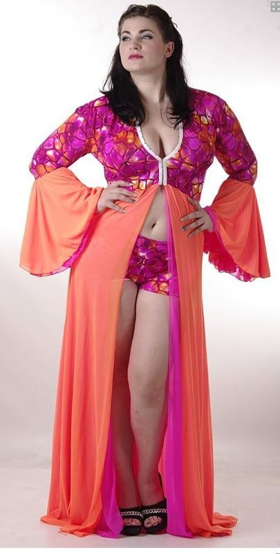 Plus Size Robe w Trumpet sleeves Pink Tortoise