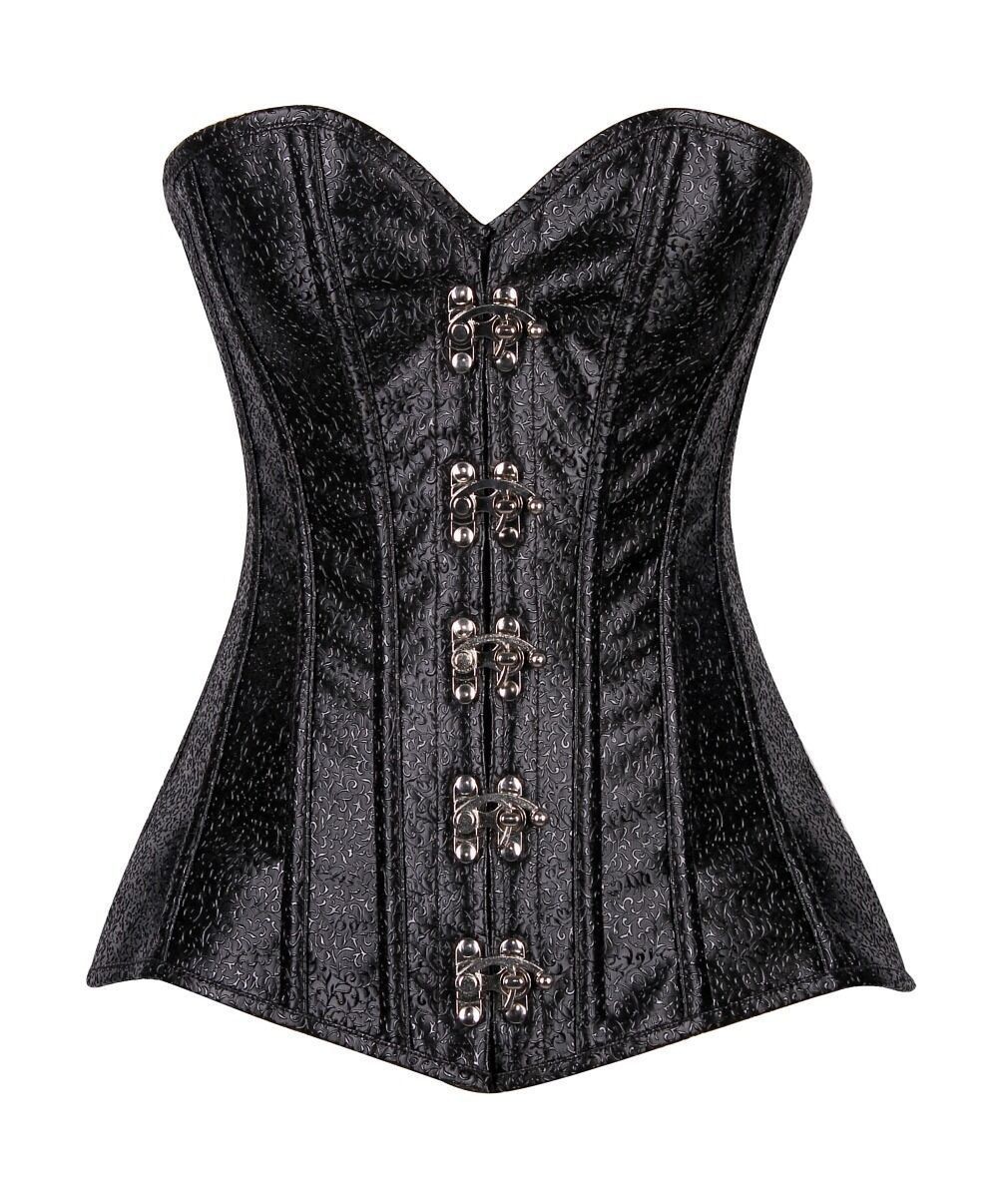 Strappless Steel Boned Faux Leather corset Black