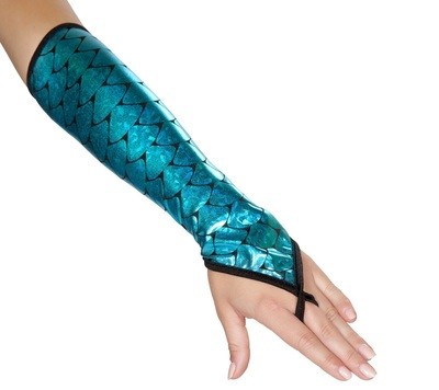 Fingerless Elbow Length Gloves Blue Mermaid