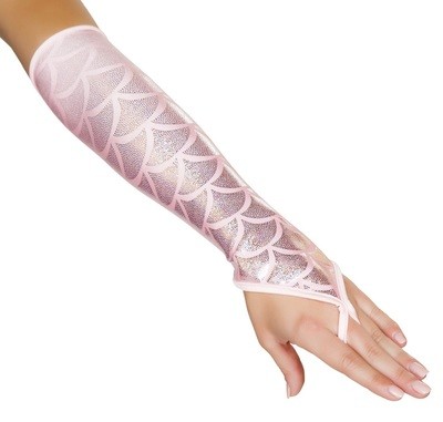 Fingerless Elbow Length Gloves Pink Mermaid