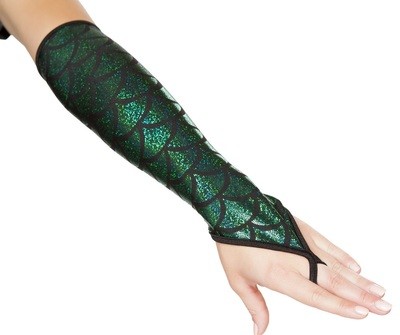 Fingerless Elbow Length Gloves Hunter Green Mermaid