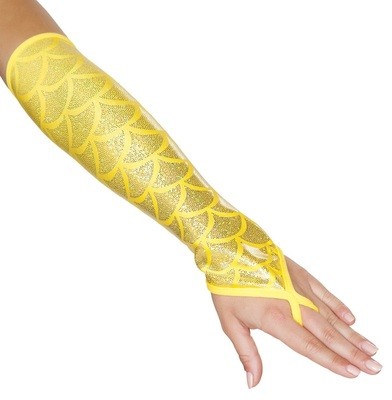Fingerless Elbow Length Gloves Yellow Mermaid
