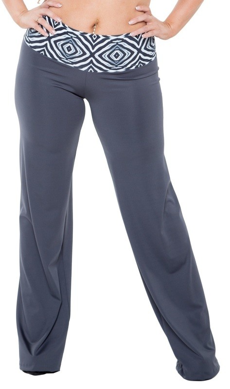 Plus Size Roll Over waist Yoga Pant Graphite Psychedelic