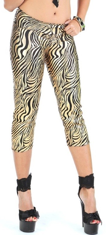 Scrunch bottom capri legging  Gold Metallic Tiger