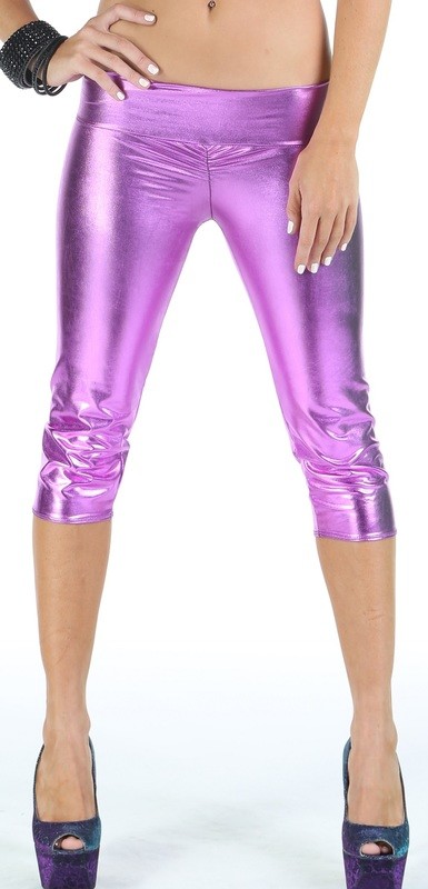 Low rise Scrunch bottom capri legging Lilac foil